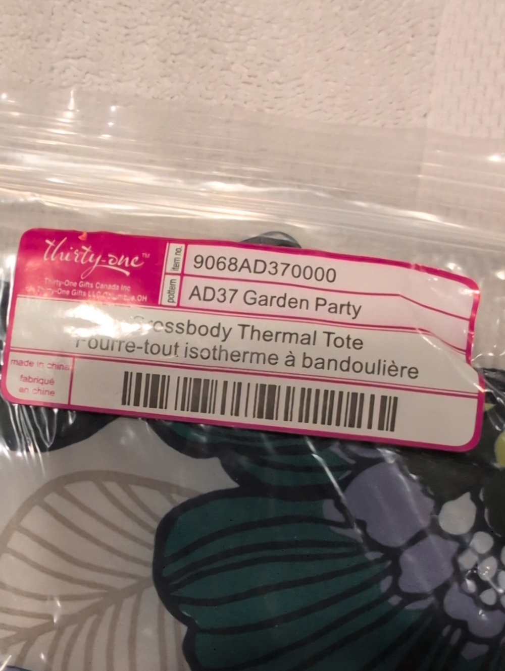 thirty-one Teal and Purple Floral Crossbody Thermal Tote